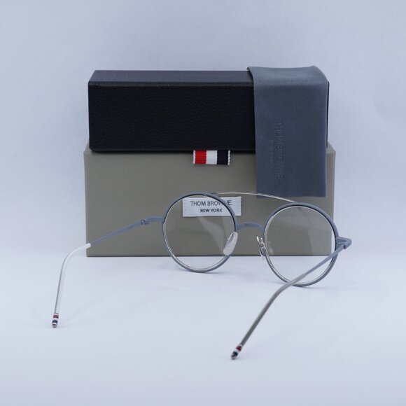 Thom Browne TB108 BGRYSLV50 Round Eyeglasses 50mm – Grey/Silver - Picture 10 of 10